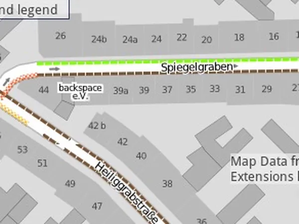 Ein OpenStreetMap Auschnitt, der den Backspace zeigt