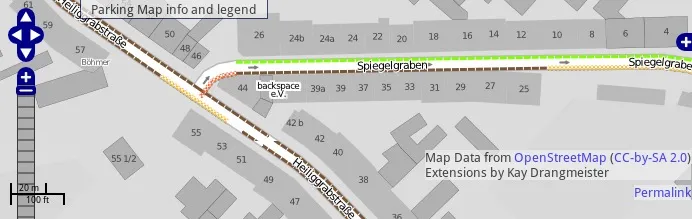 Ein OpenStreetMap Auschnitt, der den Backspace zeigt